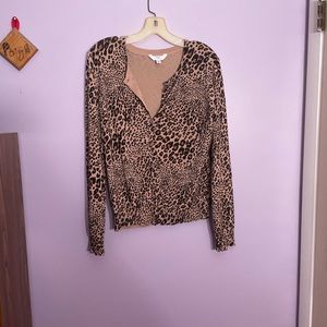 cheetah print button up blouse